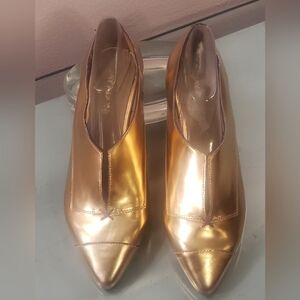 Jay Adoni Leather Rose Gold Flat Loafers, Size 10